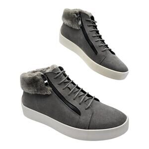 Russel Park Oliver Faux Fur-Trim Suede Grey High Top Sneakers Boots Men’s 10